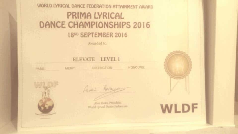 World Lyrical Dance Federation Attainment Award